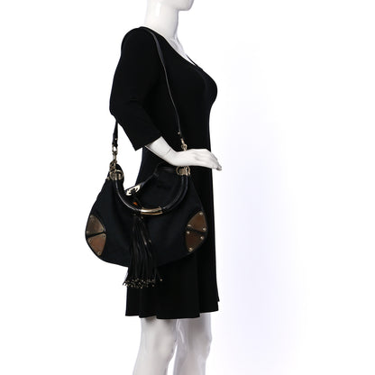 Gucci Monogram Medium Indy Top Handle Hobo Black 2 of 10