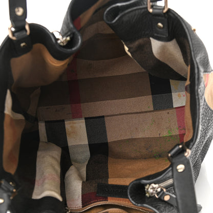 Burberry Grainy Calfskin House Check Medium Maidstone Black 5 of 12