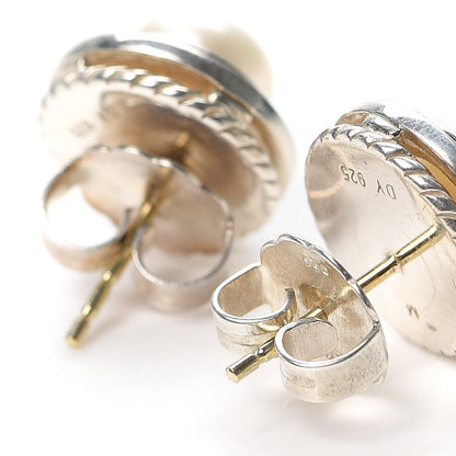 David Yurman Sterling Silver Diamond Pearl 8mm Cerise Earrings 3 of 4