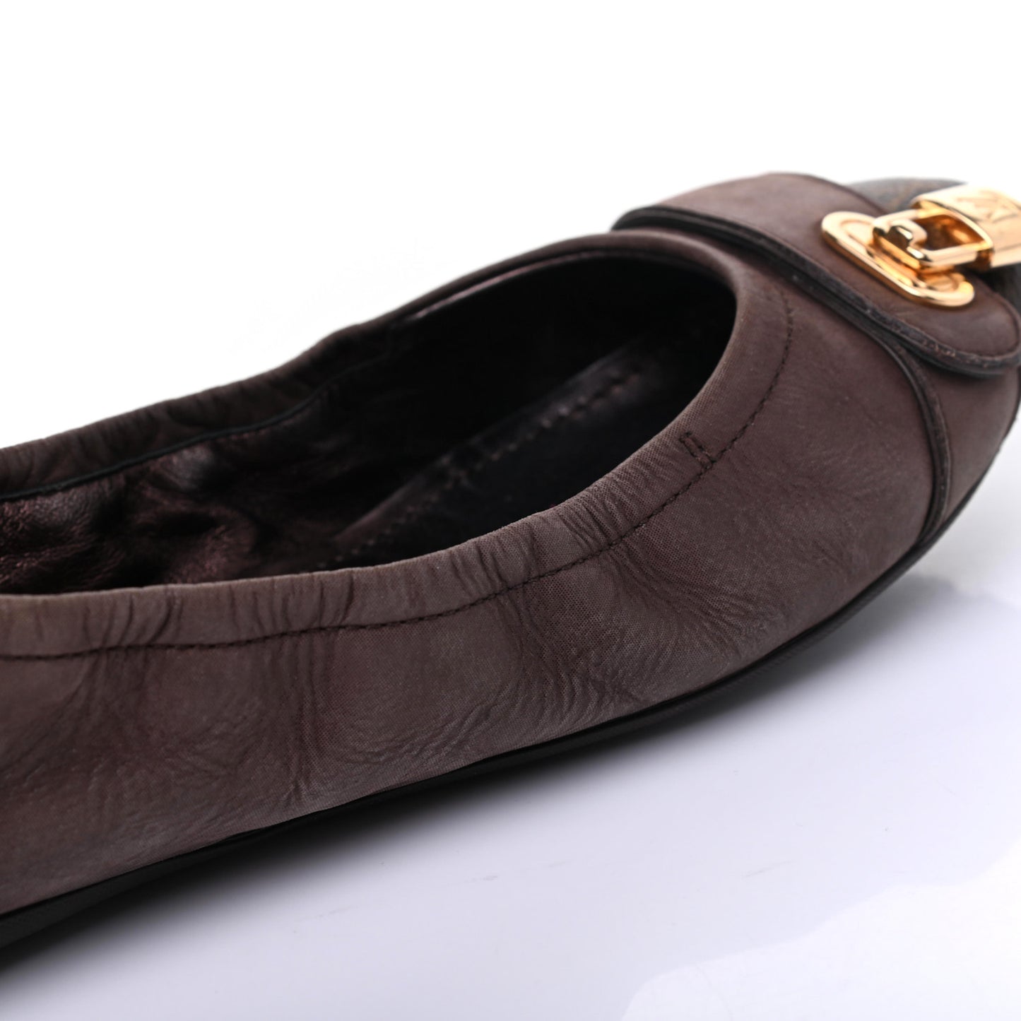 Monogram Suede Lucky Ballerina Flats 39 Brown
