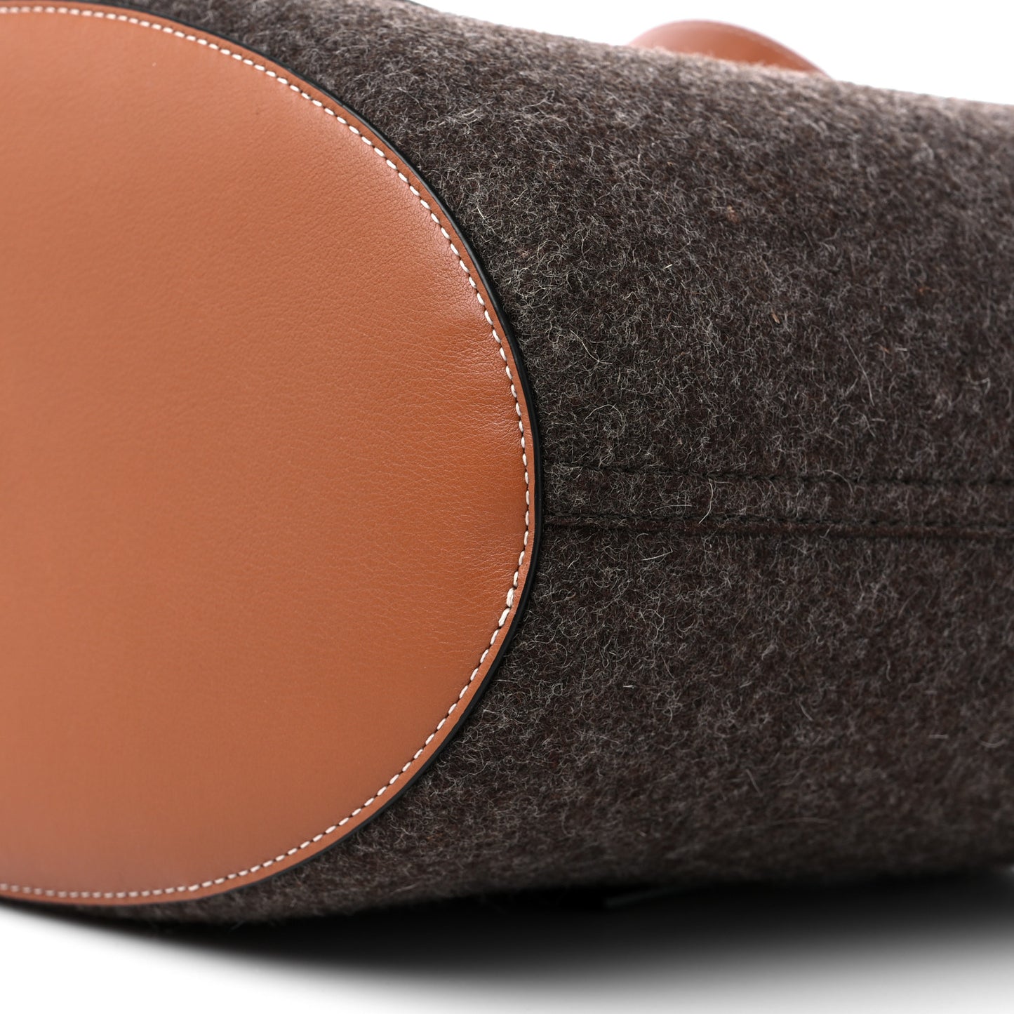 Calfskin Felt Elephant Basket Tote Brown Beige
