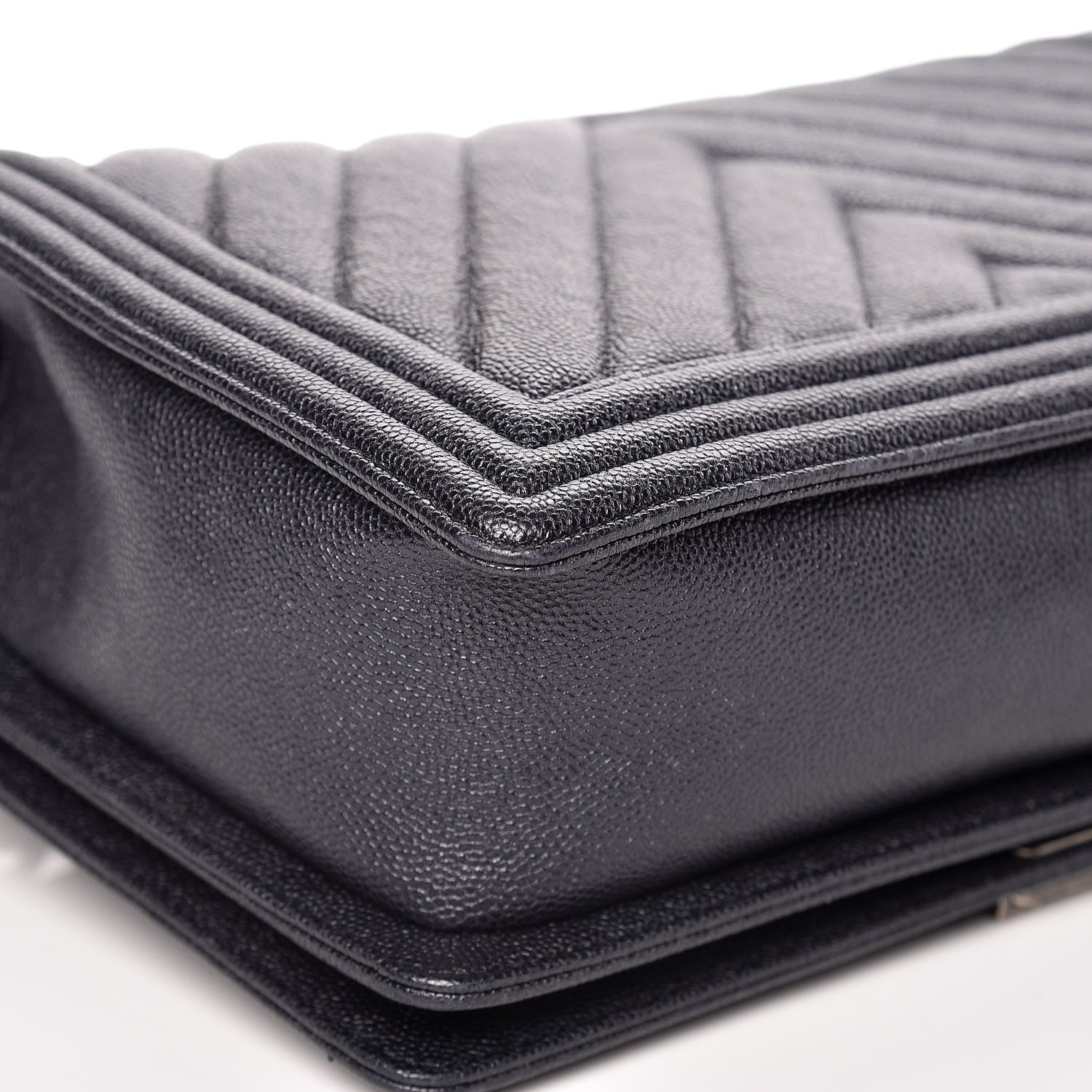 Chanel Metallic Caviar Quilted Chevron New Medium Boy Flap Navy 13 of 13