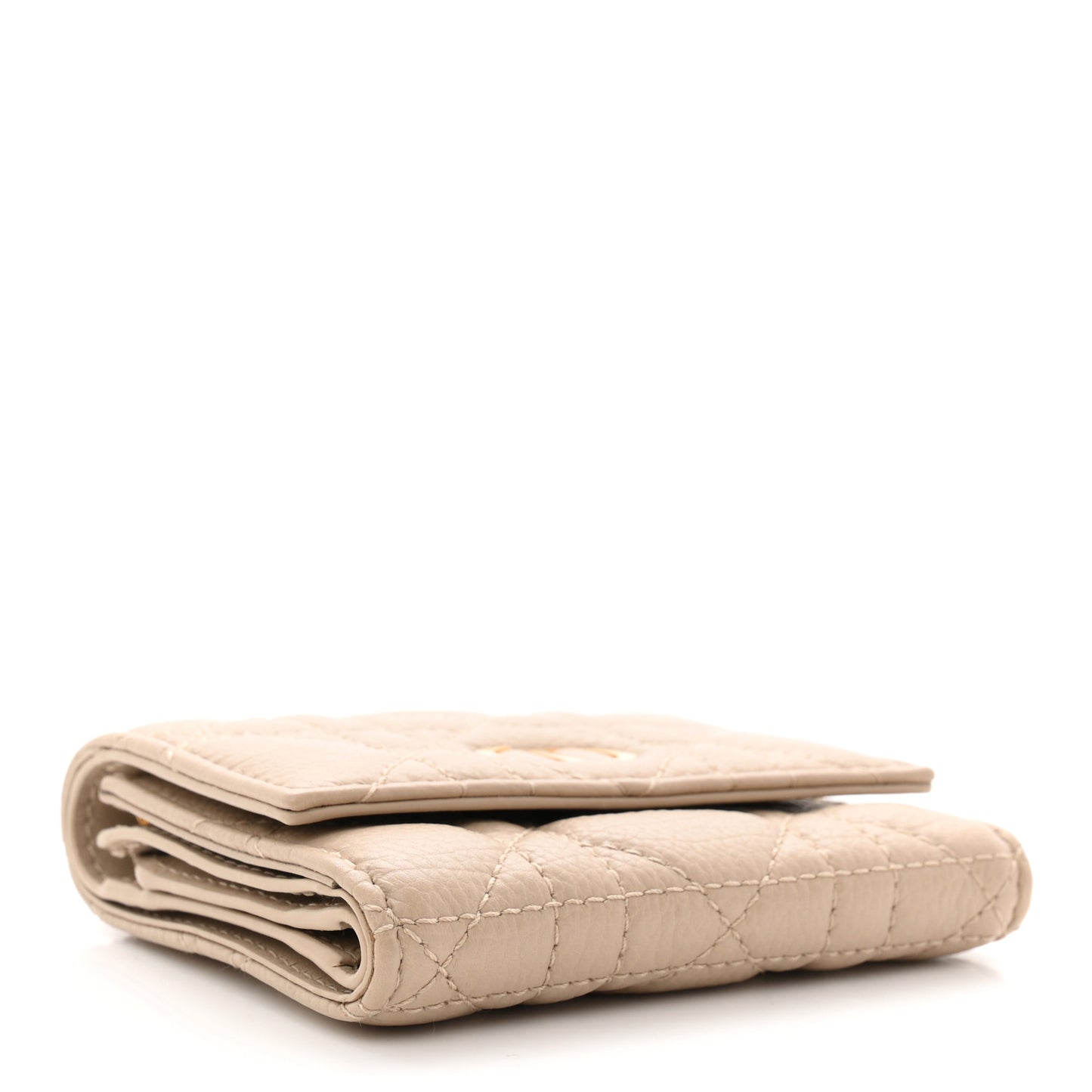 Supple Calfskin Cannage Caro Hibiscus Wallet Powder Beige