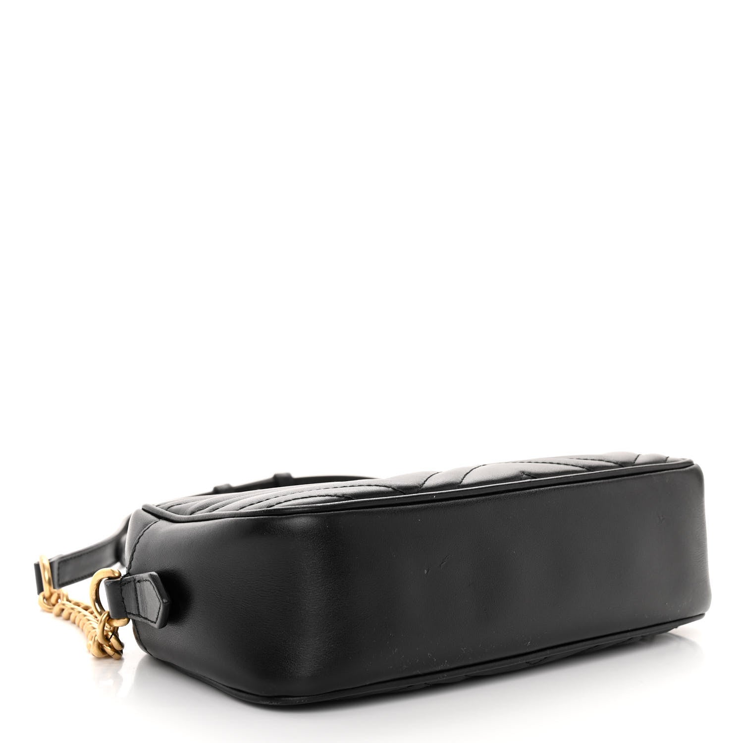 Gucci Calfskin Matelasse Small GG Marmont Chain Shoulder Bag Black 4 of 10