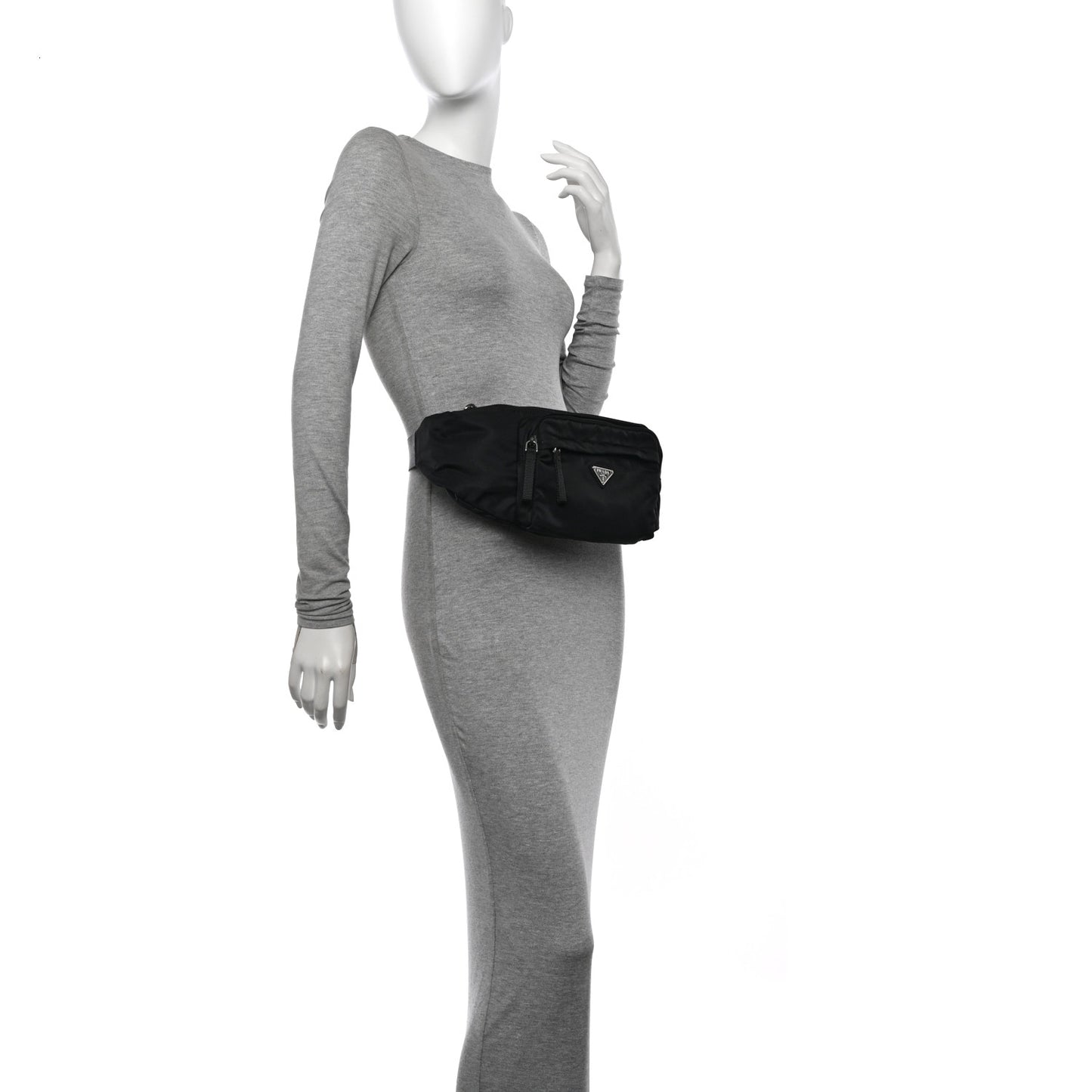 Tessuto Nylon Double Pocket Belt Bag Black