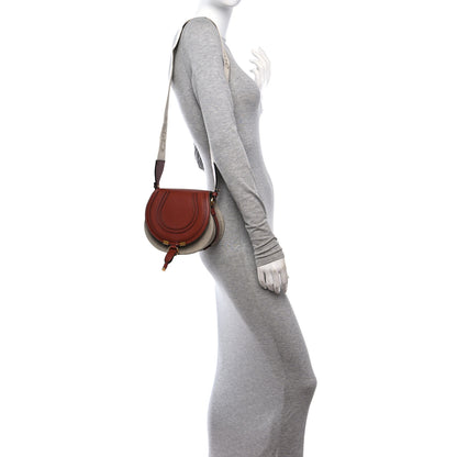 Chloe Linen Calfskin Small Marcie Saddle Bag Sepia Brown 3 of 9