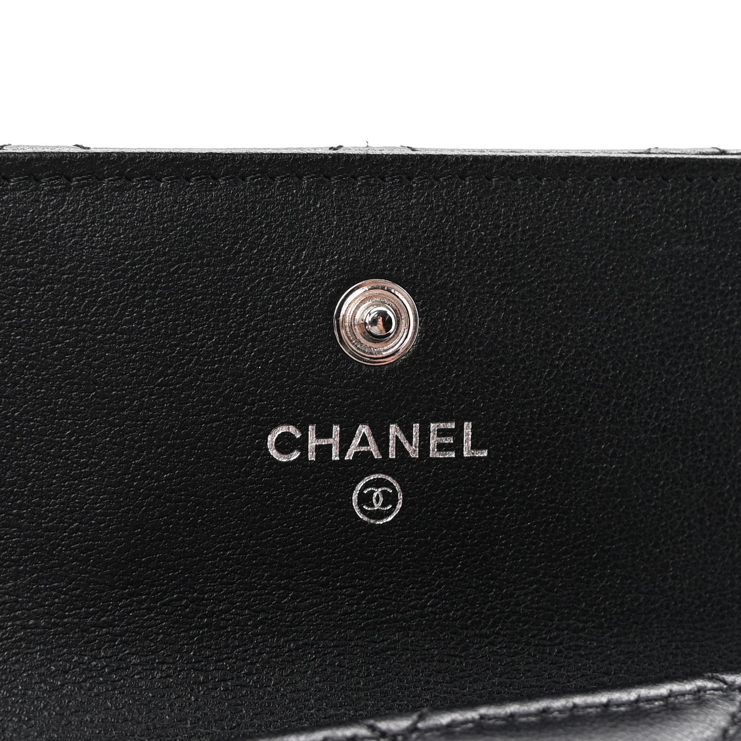 Lambskin Quilted Baguette Crystal Small Compact Wallet Black
