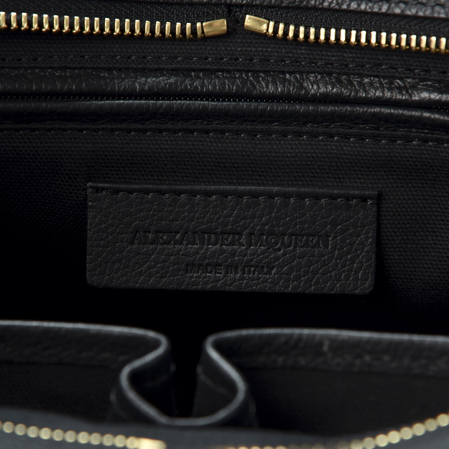 Alexander McQueen Pebbled Calfskin Small Skull Padlock Zip Around Tote Black 8 of 10