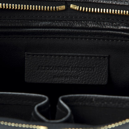 Alexander McQueen Pebbled Calfskin Small Skull Padlock Zip Around Tote Black 8 of 10
