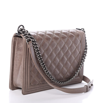 Chanel Calfskin Quilted Double Stitch Large Boy Flap Brown 2 of 8