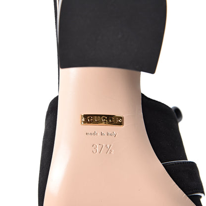 Gucci Kid Scamosciato GG Marmont Fringe 75mm Slide Sandals 37.5 Black 8 of 9