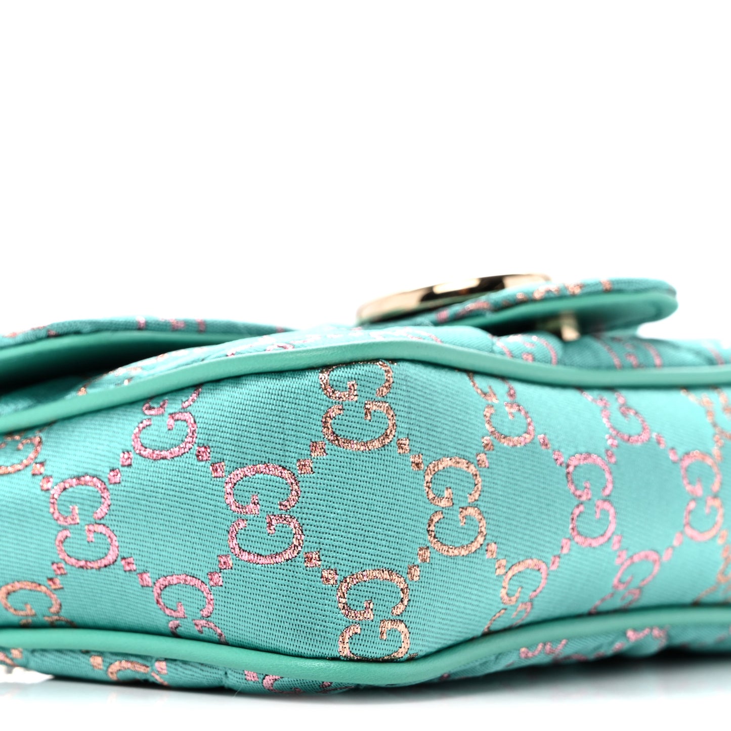 Canvas Lame GG Monogram Super Mini GG Marmont Shoulder Bag Turquoise Multicolor