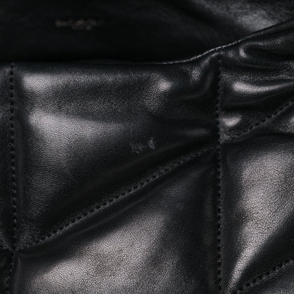 Saint Laurent Lambskin Quilted Medium Loulou Puffer Monogram Chain Satchel Black 13 of 16
