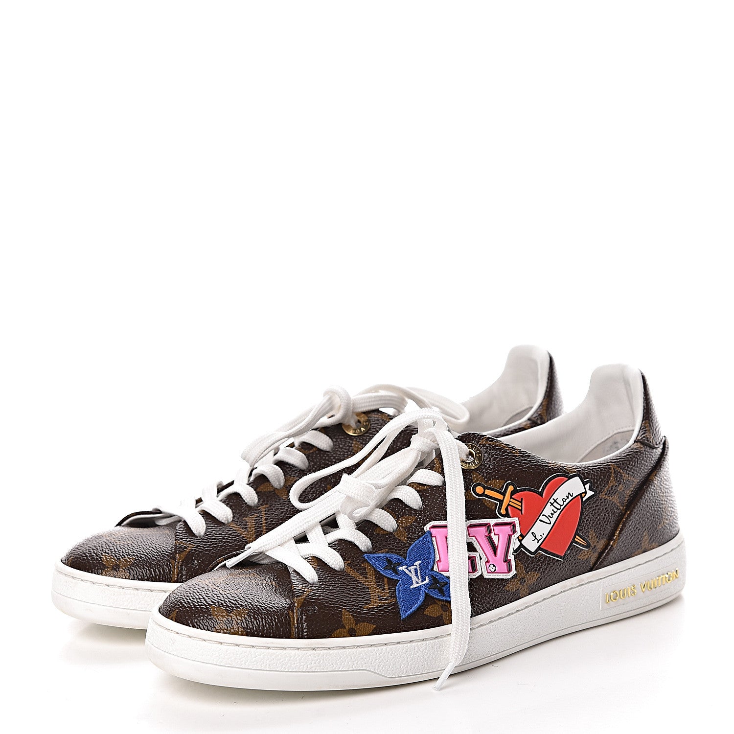 Louis Vuitton Calfskin Monogram LV Black Heart Sneakers 37 Cacao 3 of 11