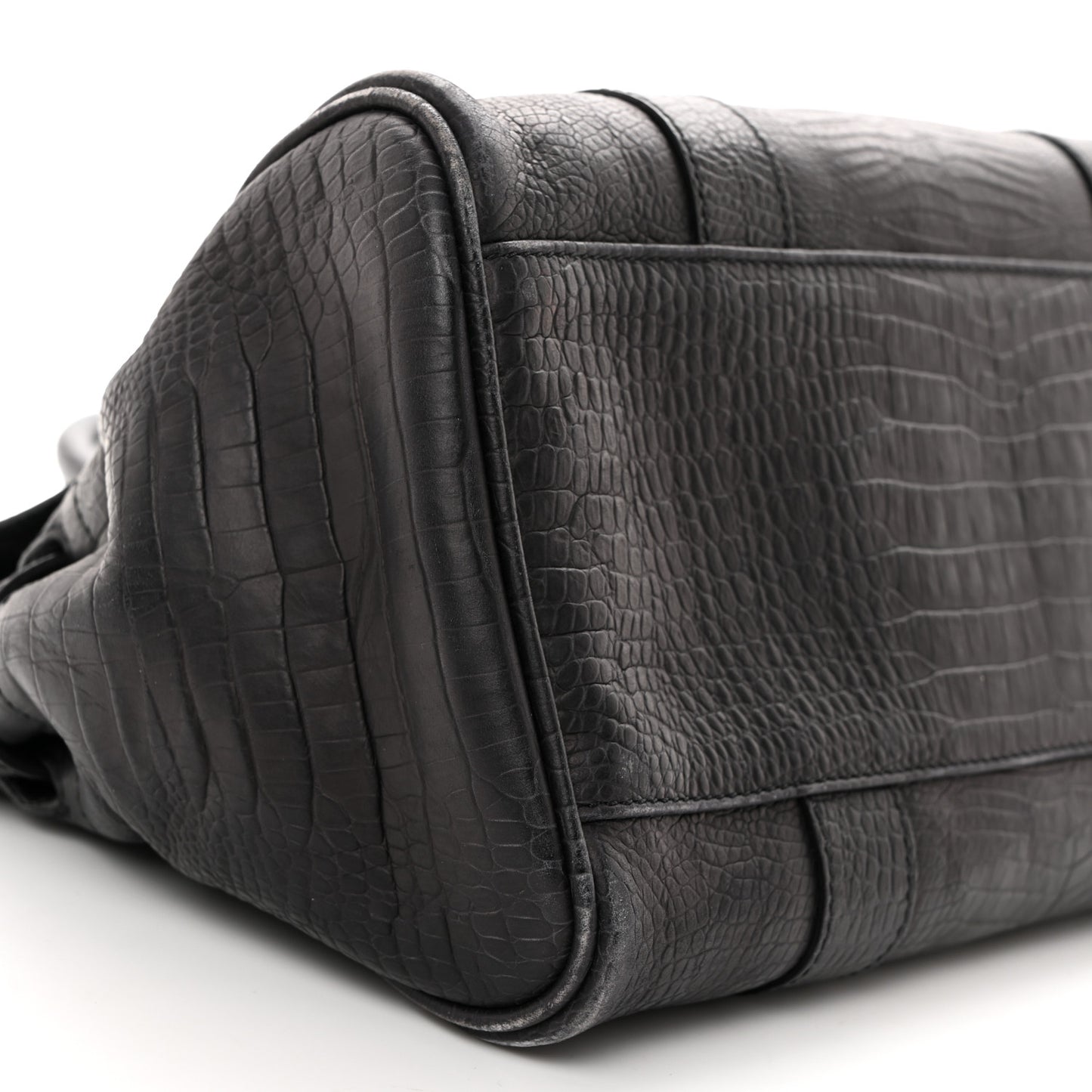 Calfskin Crocodile Embossed Small Bayswater Satchel Black