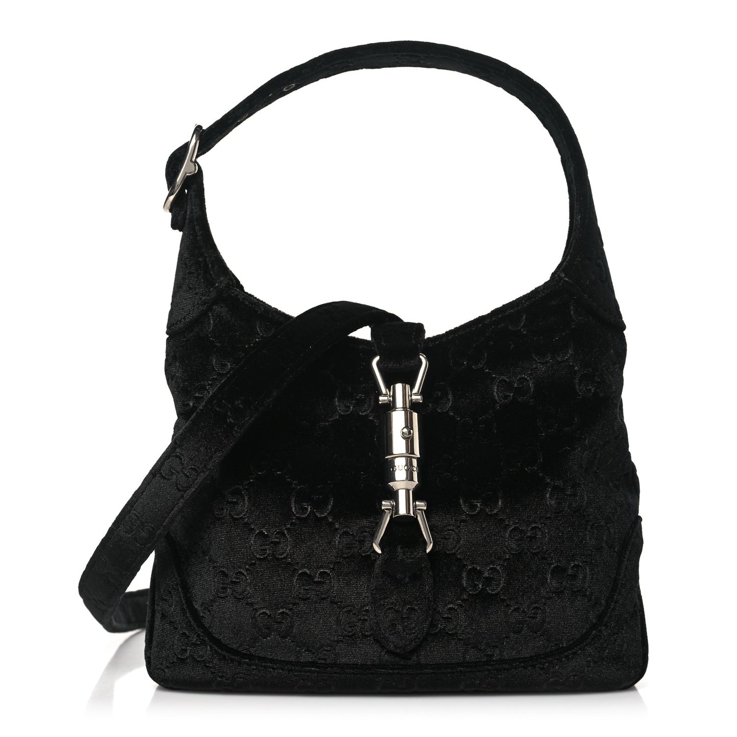 New Velvet Ashmir GG Monogram Small Jackie 1961 Hobo Black