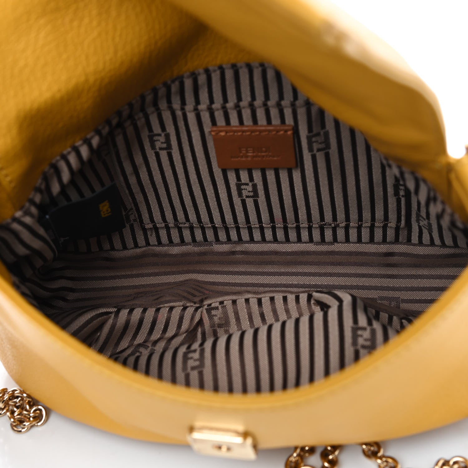 Fendi Vitello Flamingo Fendista Pouchette Crossbody Bag Yellow 4 of 8