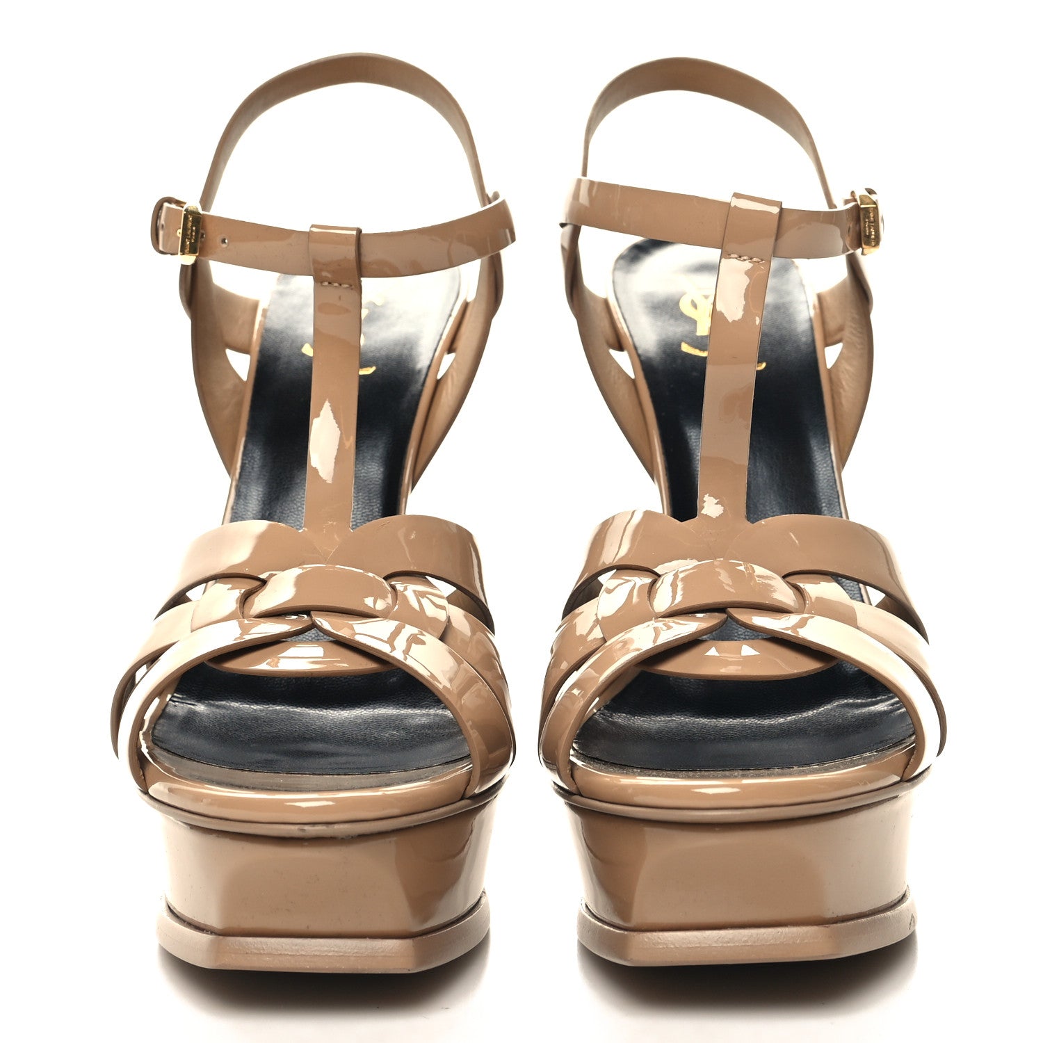 Saint Laurent Patent Tribute 105 Platform Sandals 41 Darker Nude 2 of 9