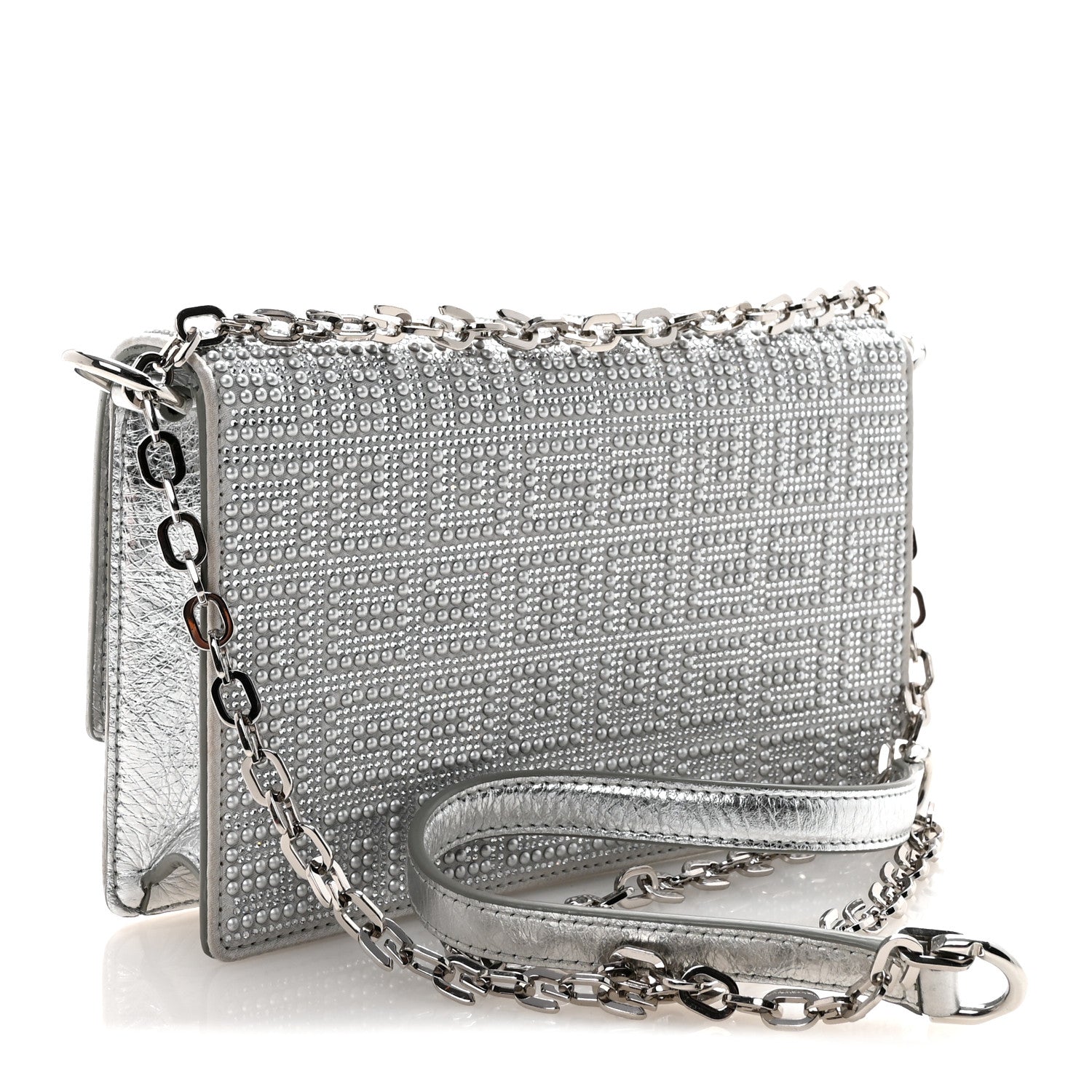 Givenchy Metallic Studded Calfskin 4G Small 4G Crossbody Silver 3 of 10