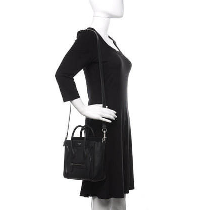 Celine Drummed Calfskin Nano Luggage Black 2 of 21