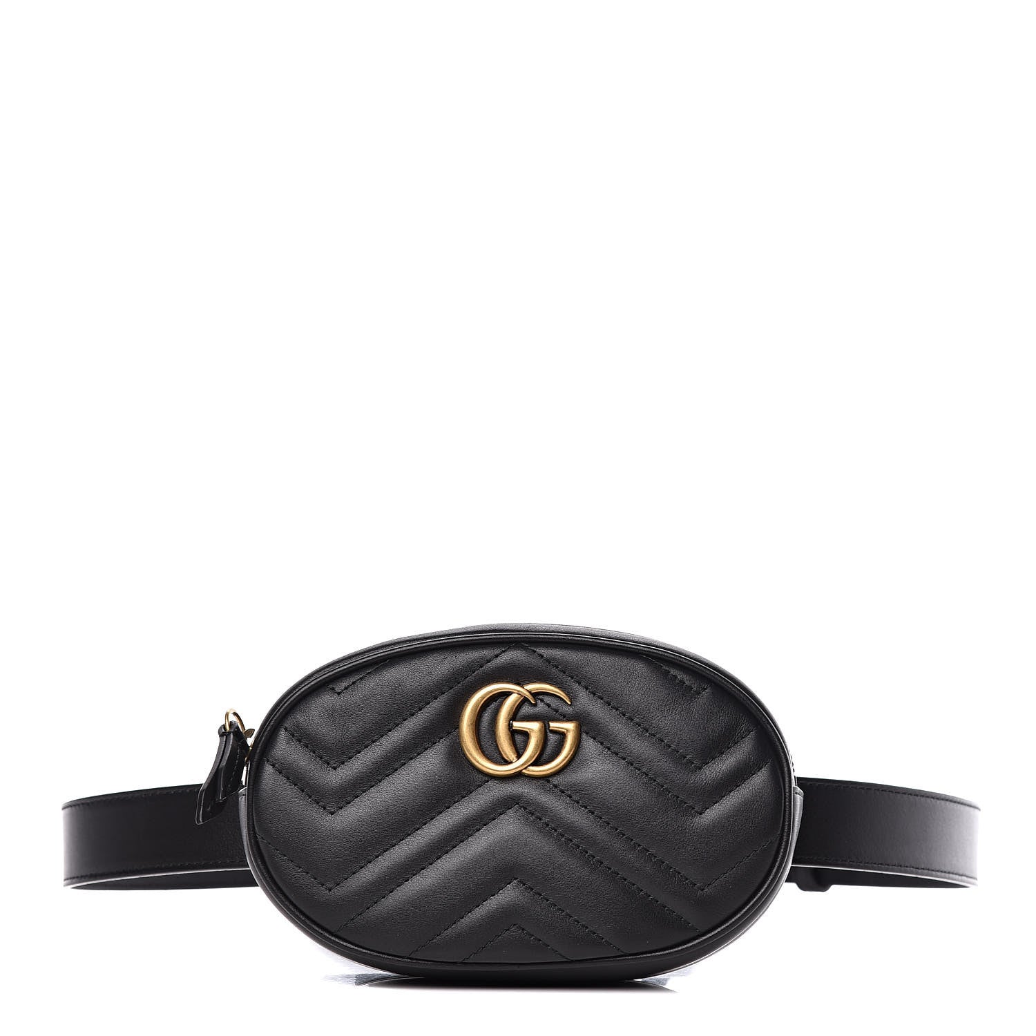 Gucci Calfskin Matelasse GG Marmont Belt Bag 85 34 Black 1 of 10