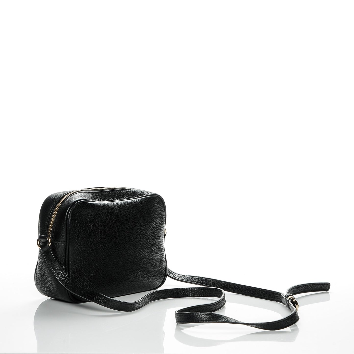 Pebbled Calfskin Small Soho Disco Bag Black