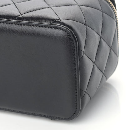 Chanel Lambskin Quilted Small Top Handle Vanity Case With Chain Black 9 of 9