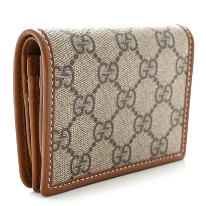 Gucci GG Supreme Monogram Textured Calfskin Emblem Mini Wallet Beige Dark Brown 3 of 8
