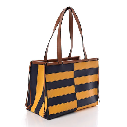 Loewe Calfskin Cushion Stripe Tote Navy Yellow 3 of 9