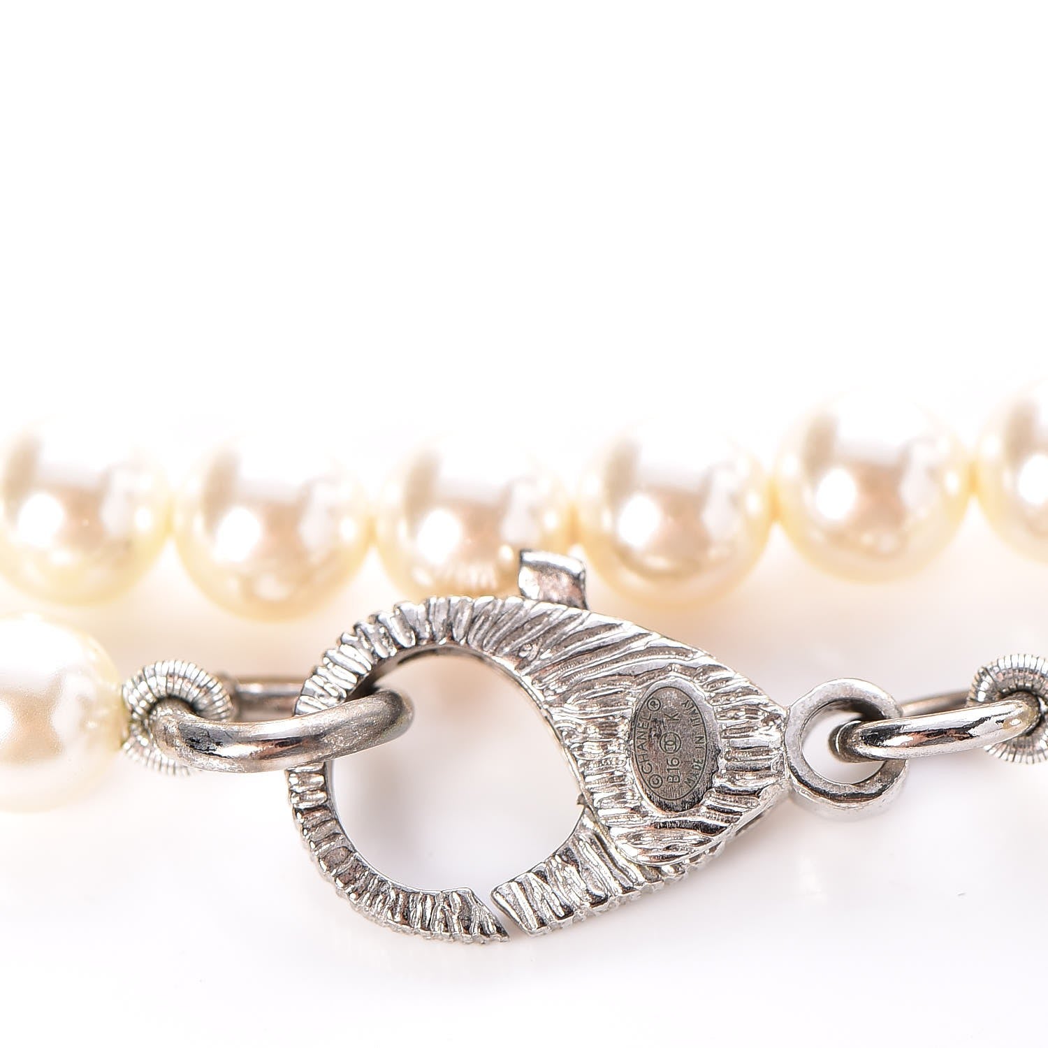 Chanel Pearl Baguette Crystal CC Long Necklace Silver Black 5 of 5