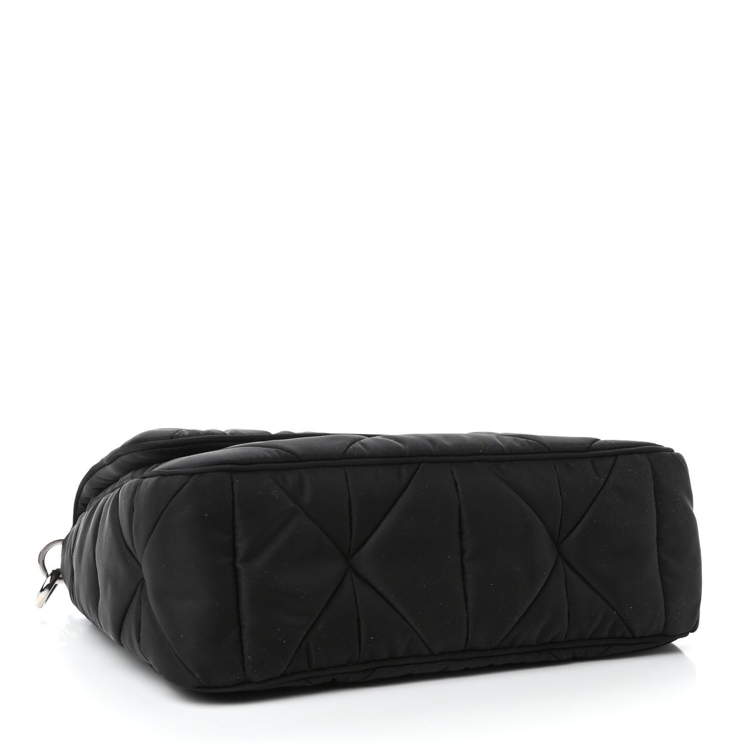 Re-Nylon Quilted Padded Flap Shoulder Bag Black
