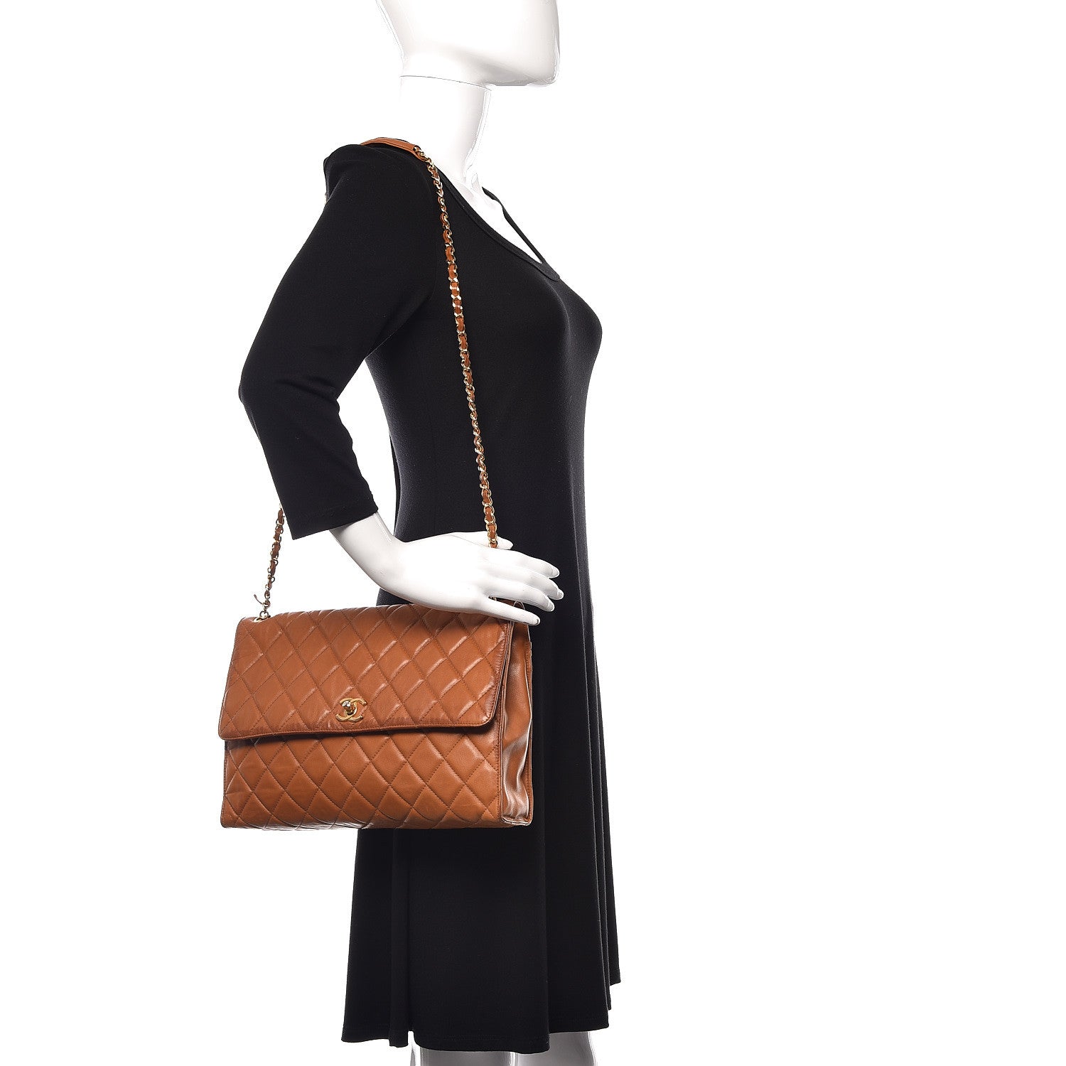 Chanel Calfskin Quilted Single Flap Dark Beige 2 of 16
