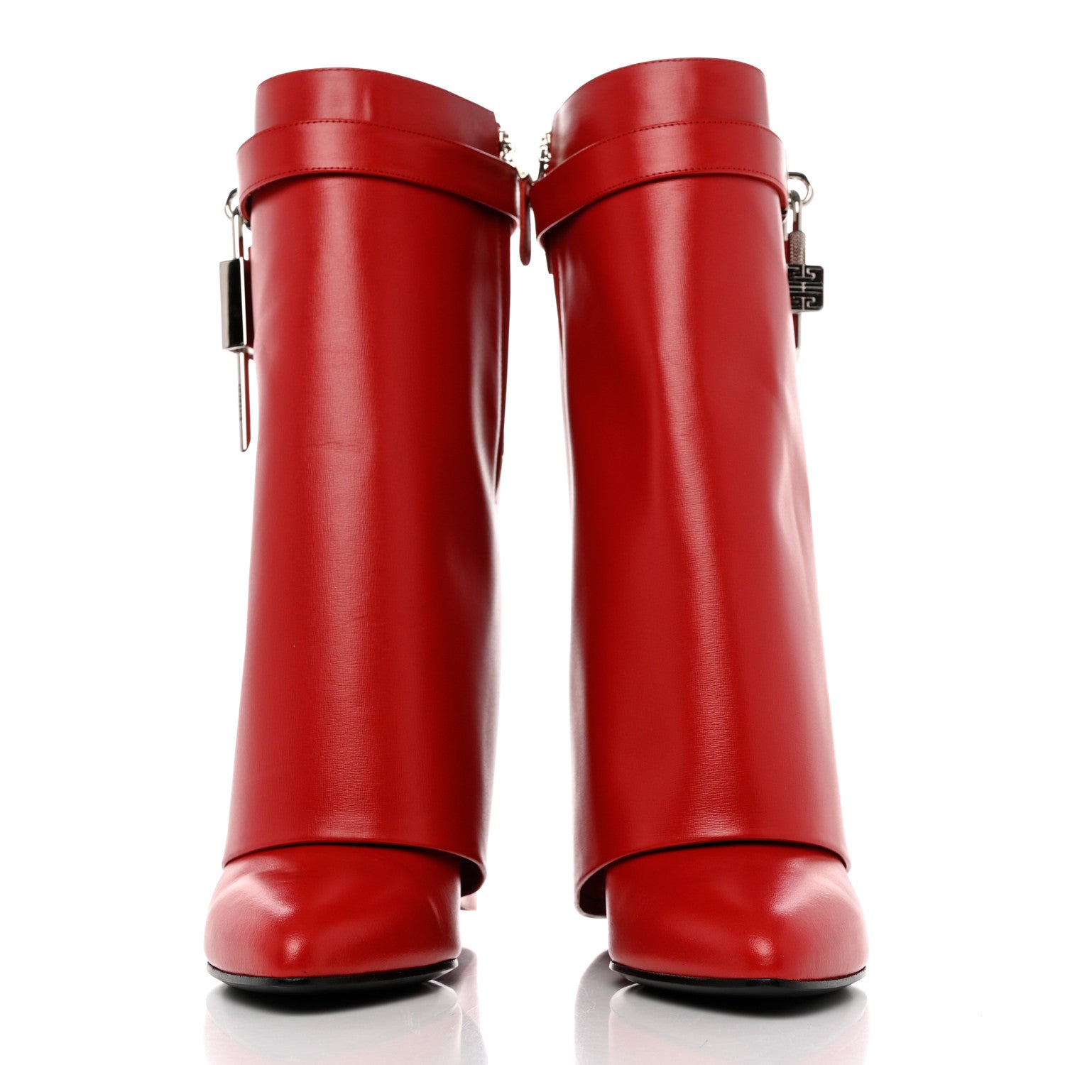 Givenchy Calfskin Shark Lock Ankle Boots 41 Red 2 of 9