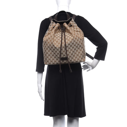 Gucci Monogram Dollar Calfskin O Drawstring Backpack Beige Ebony Testa di Moro Dark Chocolate 2 of 12