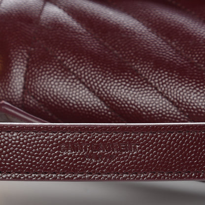 Saint Laurent Grain De Poudre Mixed Matelasse Large Triquilt Monogram Satchel Rouge Legion 9 of 9