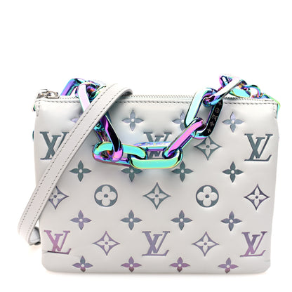 Louis Vuitton Lambskin Embossed Monogram LV Ski Coussin BB Gray 1 of 11