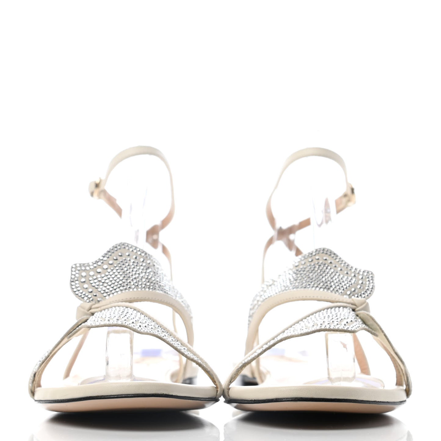 Crystal Butterfly Flat Sandals 39 White