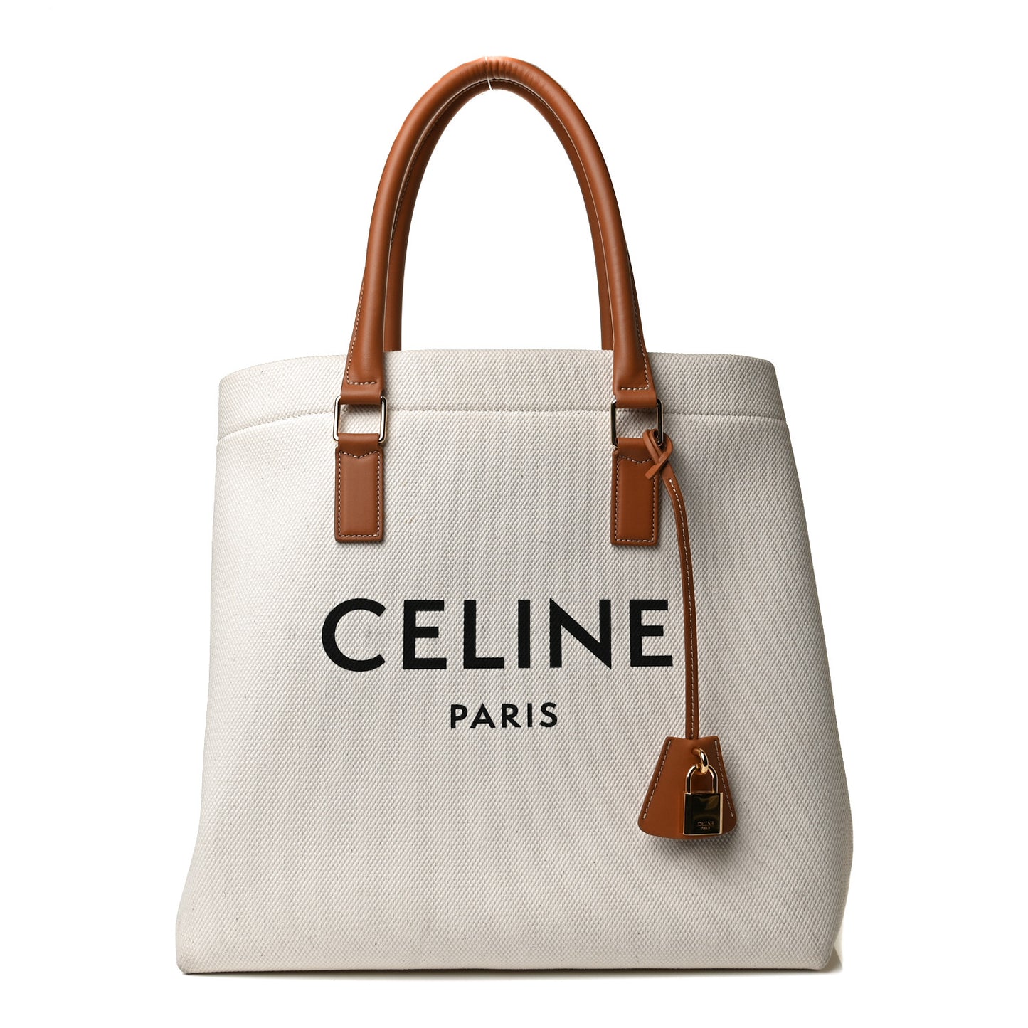 Canvas Calfskin Logo Print Small Horizontal Cabas Natural Tan