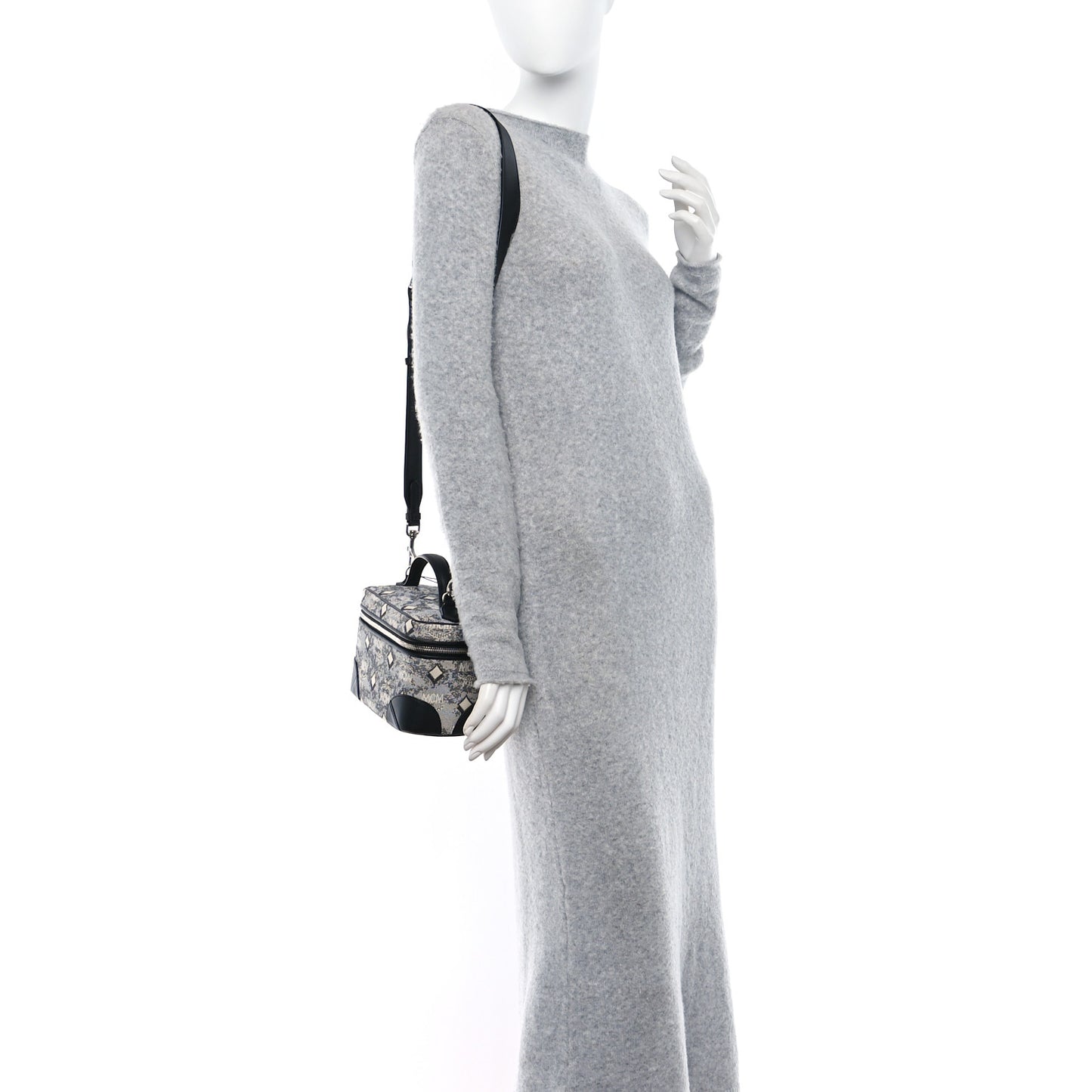 Vintage Jacquard Monogram Rockstar Small Vanity Crossbody Bag Grey