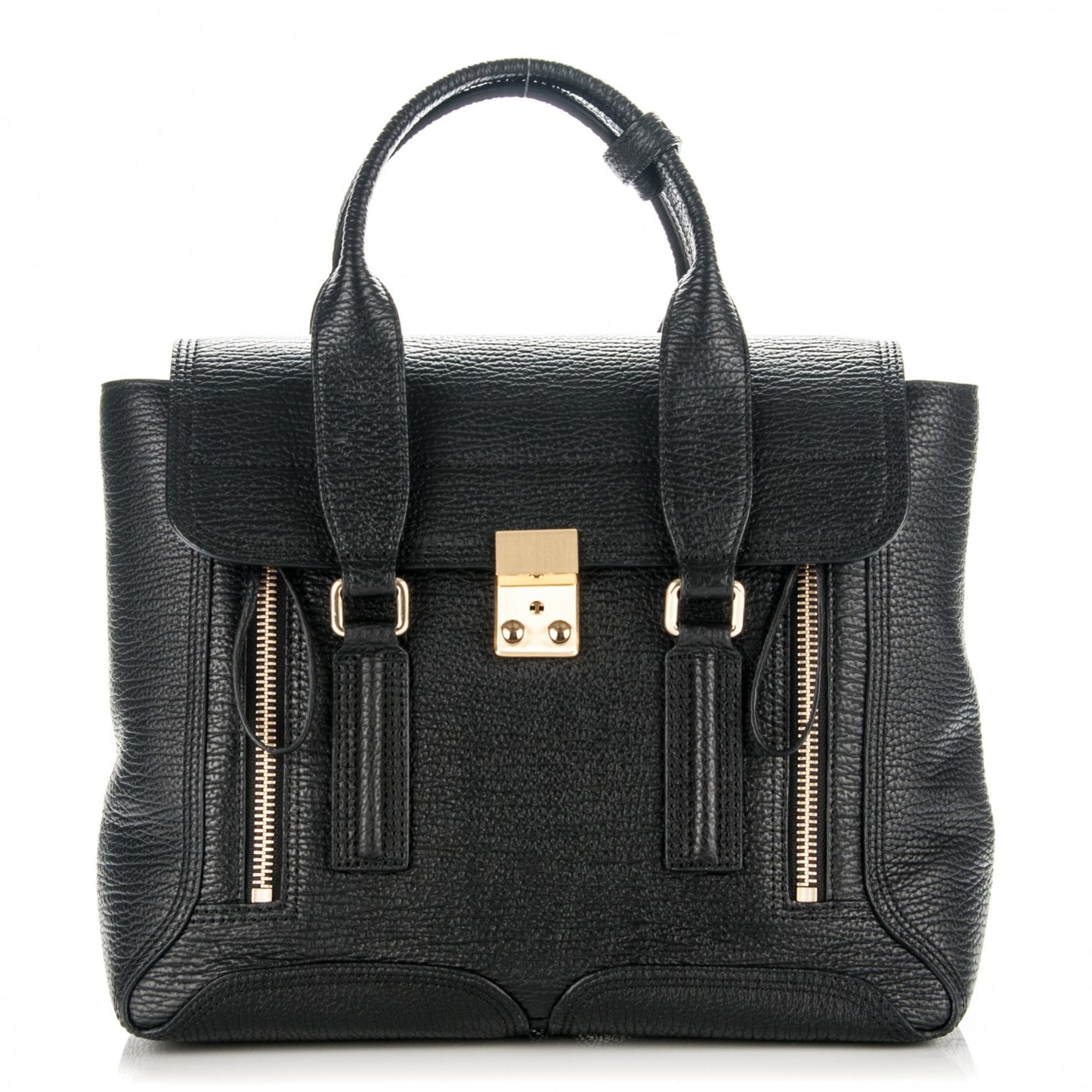 3.1 Textured Calfskin Medium Pashli Satchel Black