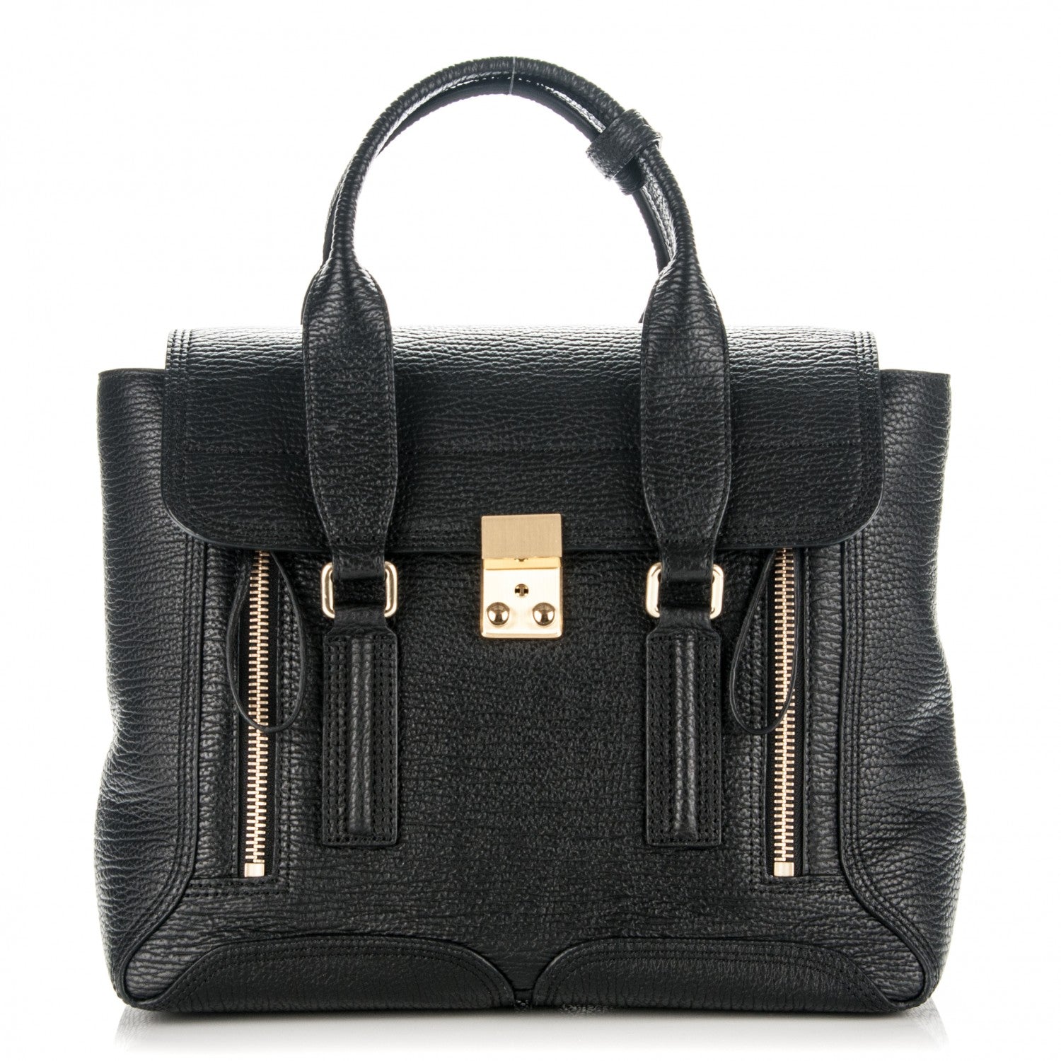 3.1 Phillip Lim 3.1 Textured Calfskin Medium Pashli Satchel Black 1 of 7