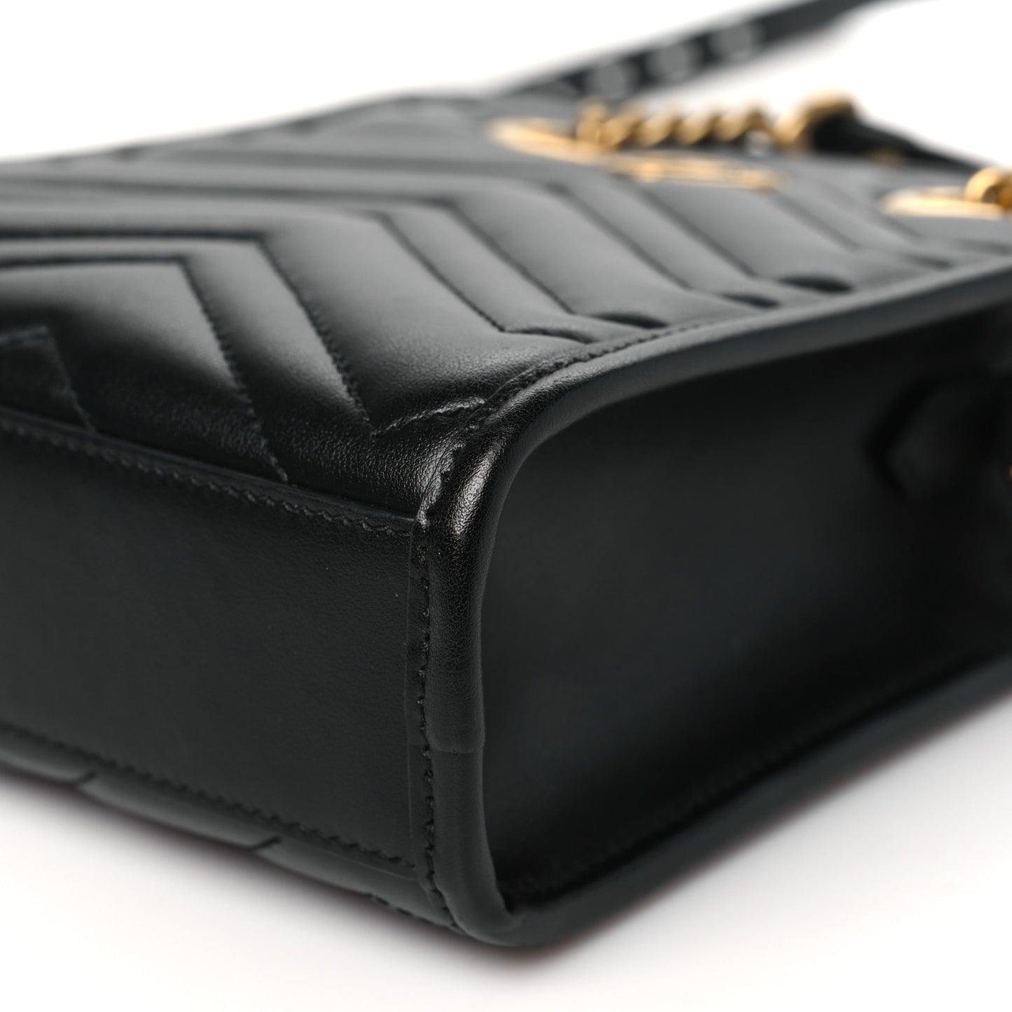 Calfskin Matelasse Chevron Mini GG Marmont Tote Black