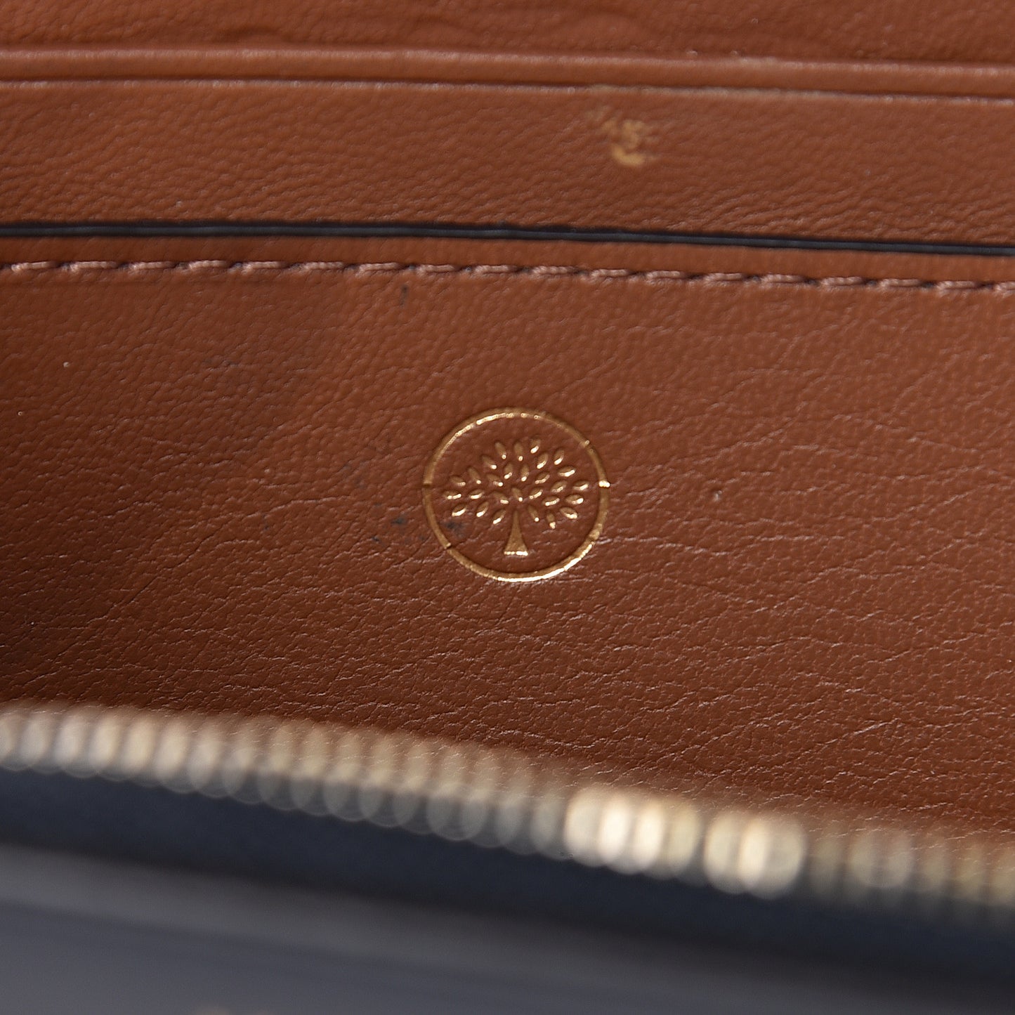 Smooth Calfskin Squirrel Embroidered Part Zip Coin Pouch Navy