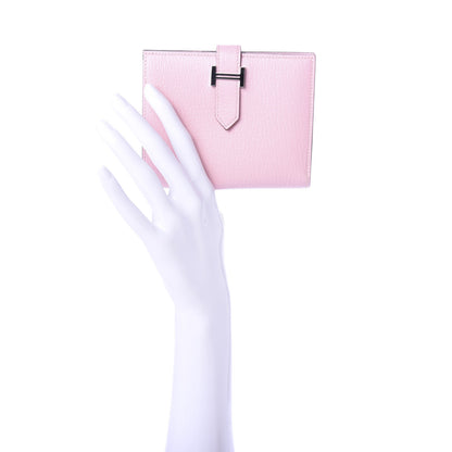 Hermes Chevre Mysore Bearn Compact Wallet Rose Sakura 2 of 7