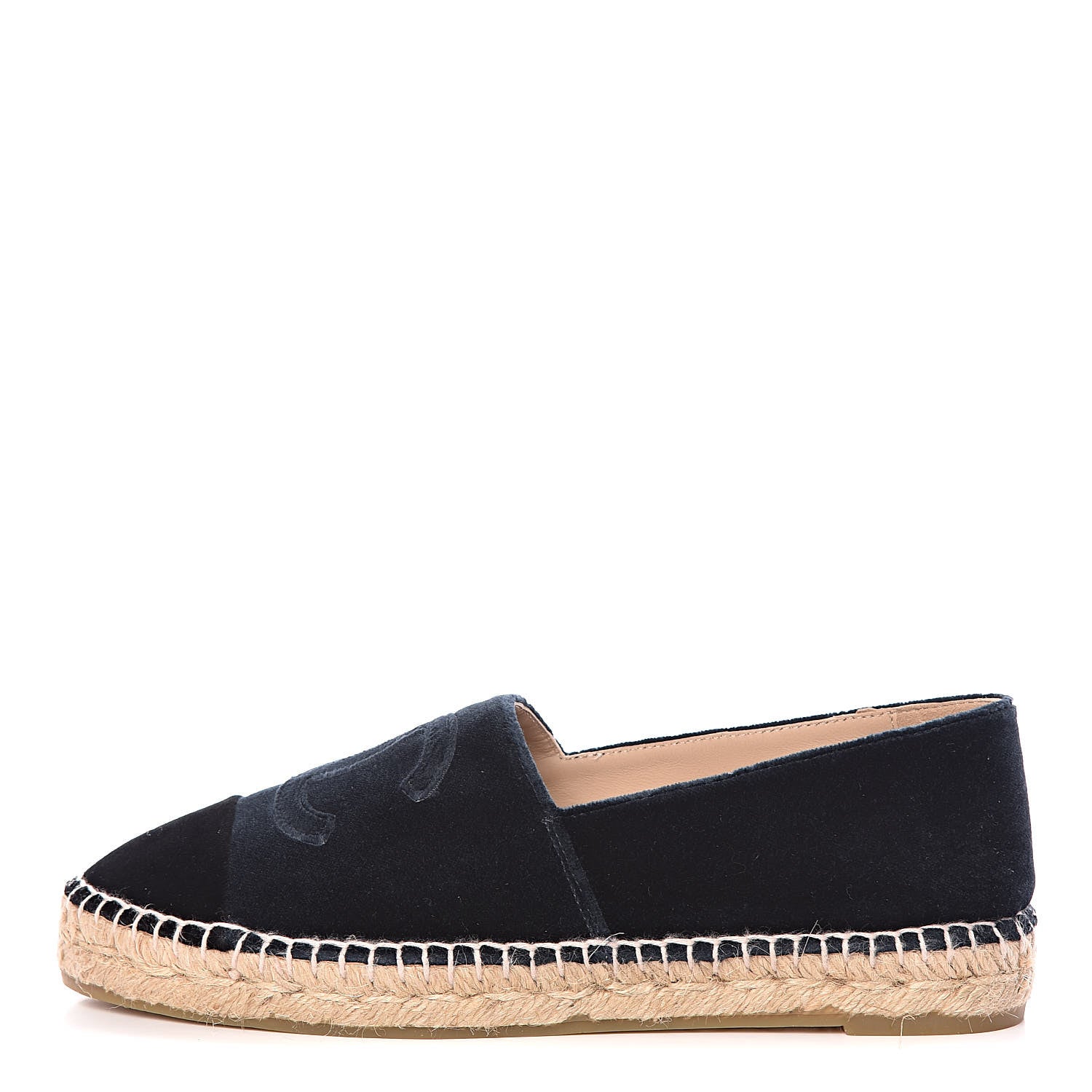 Chanel Velvet Logo Espadrilles 39 Blue Black 1 of 10