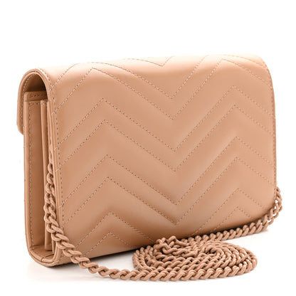 Gucci Calfskin Matelasse Monochrome GG Marmont Chain Wallet Camelia 2 of 10