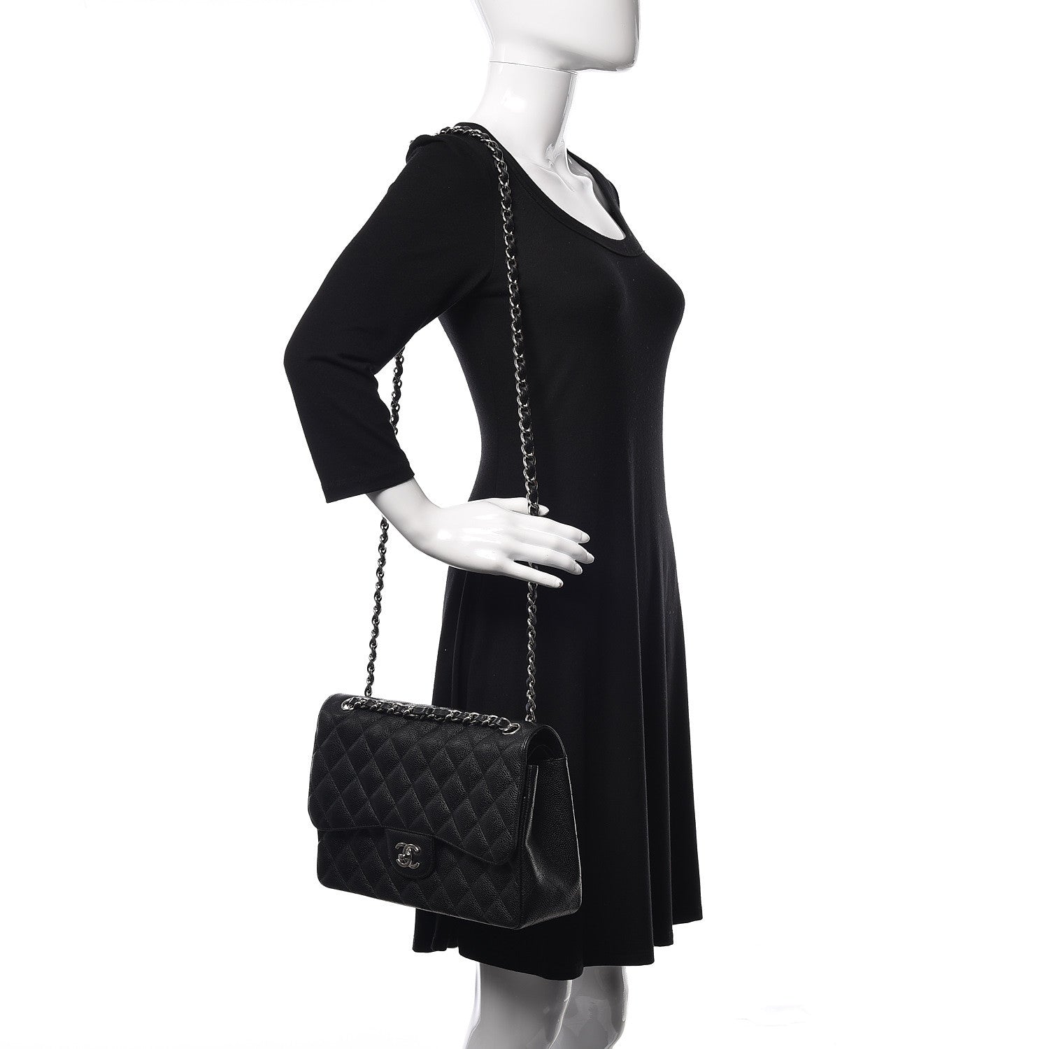 Chanel Caviar Quilted Jumbo Double Flap Black 2 of 18