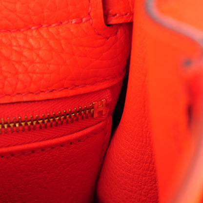 Hermes Taurillon Clemence Kelly Retourne 32 Orange Poppy 20 of 28