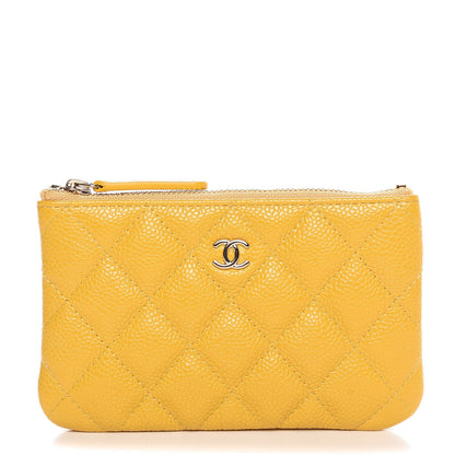 Chanel Caviar Quilted Small Cosmetic Case Yellow 1 of 8