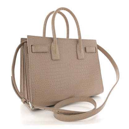 Saint Laurent Calfskin Crocodile Embossed Baby Sac De Jour Brown 3 of 13